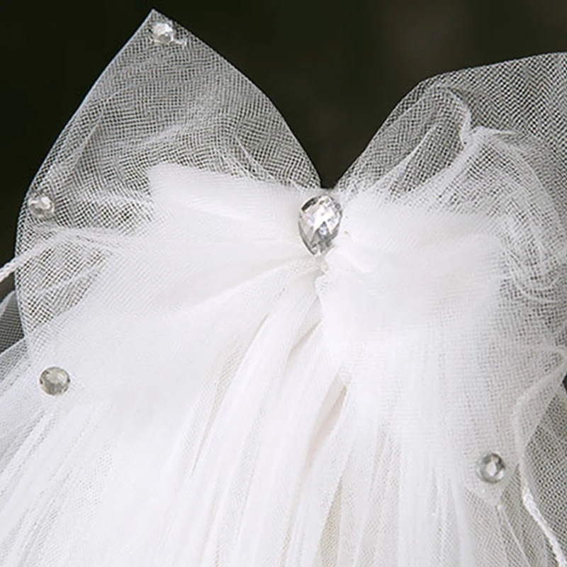 Wedding Veil for Kids Comb Girls First Communion Veil Tulle Veils Wedding Hair Accessories 2 Tier Short Length bridal veil