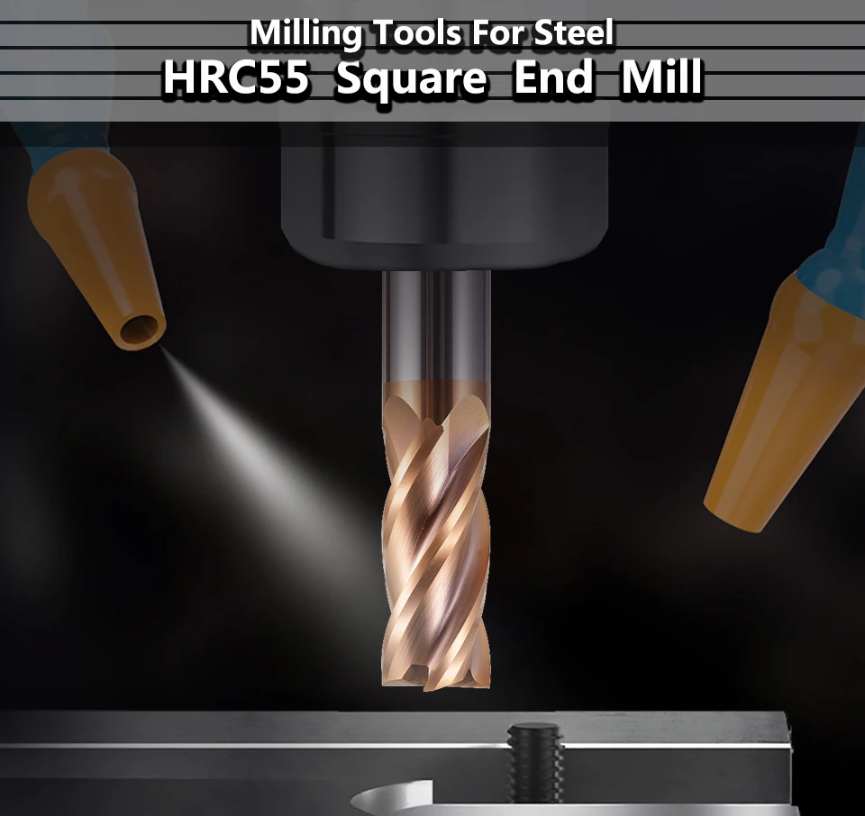 HRC55 Hartmetall-Schaftfräser, Wolfram-Maschinen-Schneidwerkzeug, 4 Flöten, Metallgesicht, quadratischer Bit, 3 mm, 4 mm, 6 mm, 8 mm, 10 mm, 12 mm, 14 mm, 16 mm, 18 mm, 20 mm – Detail 1