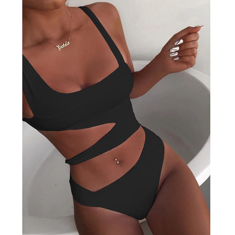 

Tankini Sexy Bikini Set One Shoulder One Piece Swimsuit Off Shoulder White Patchwork Swimwear Bodysuit Bathing Suit Girl