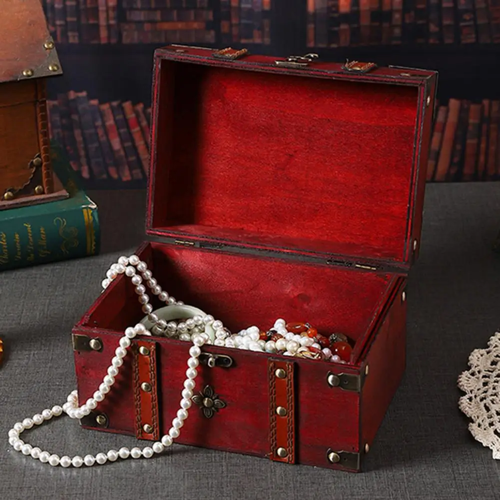 Wooden Storage Box With Lock Large Capacity Multipurpose Decorative Treasure Chest Retro Style Vintage Storage Organizer Case