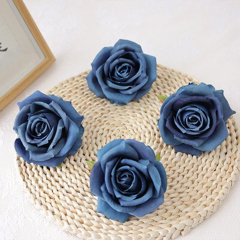 4 Steli Di Fiori Selvatici Artificiali Cosmo Blu Scuro - Finti In Seta Con Lunghezza 60 Cm, Per Bouquet E Decorazioni - 4