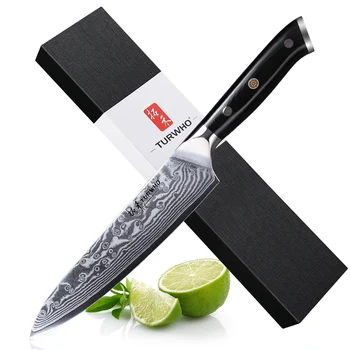 TURWHO 5 "pollici Da Cucina Utility Coltello da cucina Giapponese VG-10 Damasco Coltelli In Acciaio Sharp Sbucciatura di Frutta Utility Coltello G10 Maniglia 1