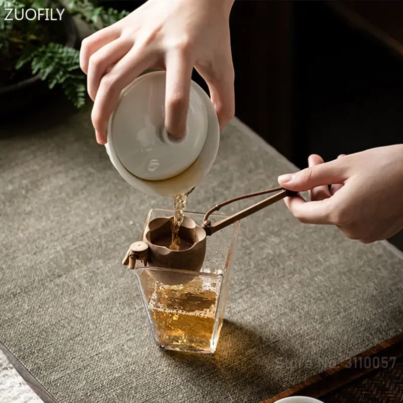 Bamboo Rattan Tea Infusers Tea Ceremony Utensils Long Handle Strainers Funnel Accessories Table Decor Teaware Kitchen Tool