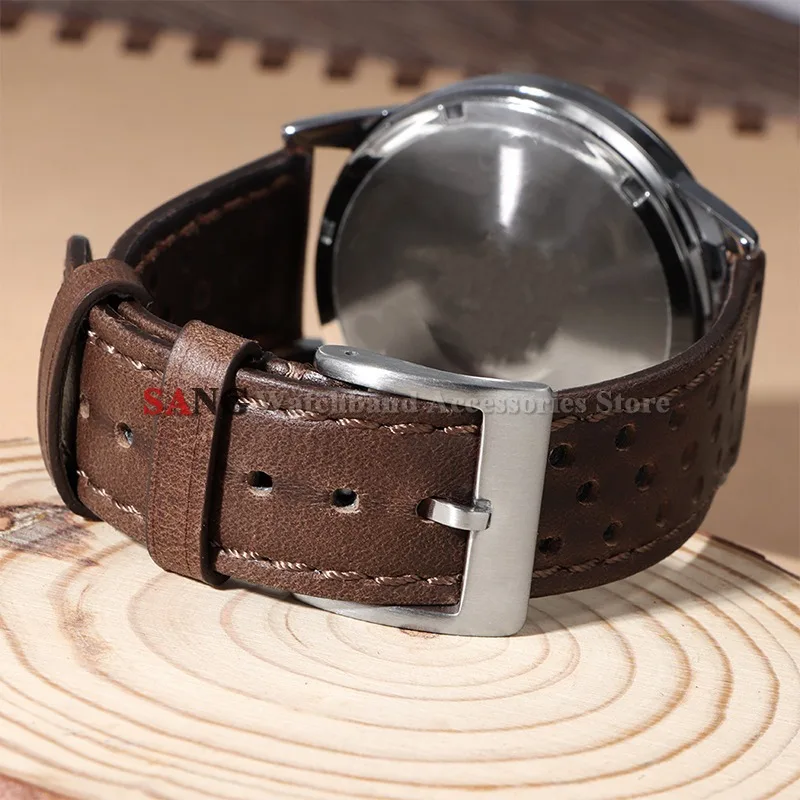 Vintage Breathable Leather Watch Band with Metal Pin Buckle - Universal Cowhide Business and Sport Wristband