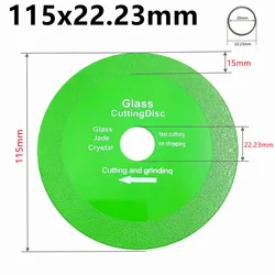Glass Cutting Disc Blade for Jade, Crystal, and Wine Bottles - Grinding and Chamfering (115x22.23mm)