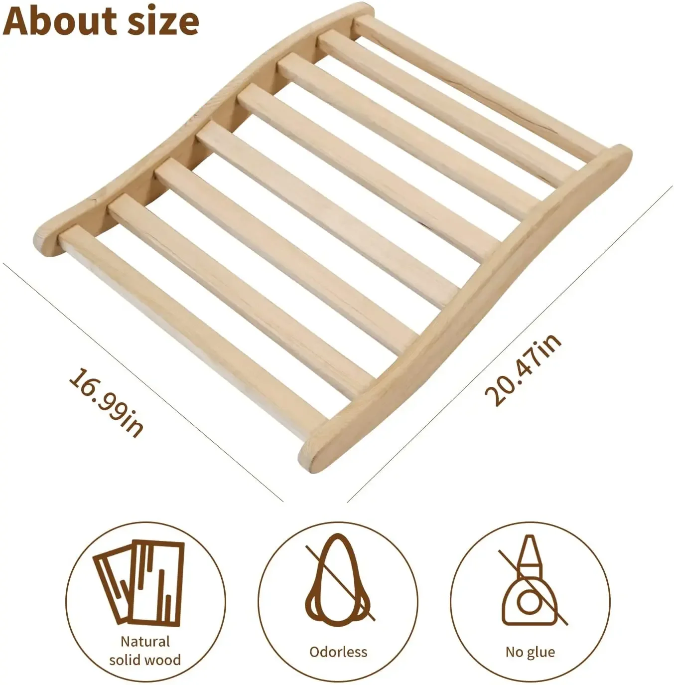 Sauna Backrest,S-Shape Canadian Natural Wood Hemlock Sauna Chair with Back, Non-Toxic Sauna Accessories Bench 6