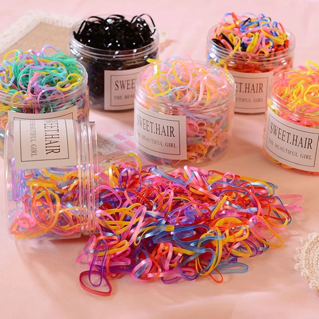 1000/box Kids Disposable Transparent Hair Tie Girls Elastic Rubber Bands  For Bracelets Baby Colorful Hair Rope accessories - AliExpress