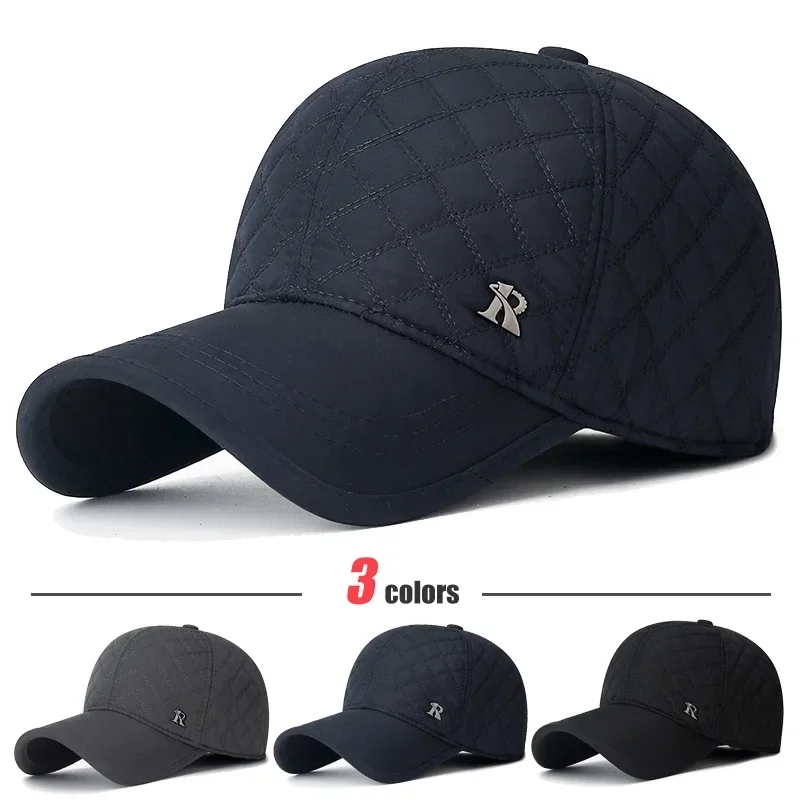 Neue winddichte, kältebeständige und warme Unisex-Baseballkappe für den Winter mittleren Alters und ältere Menschen mit Gehörschutz, verdickte Schirmmütze