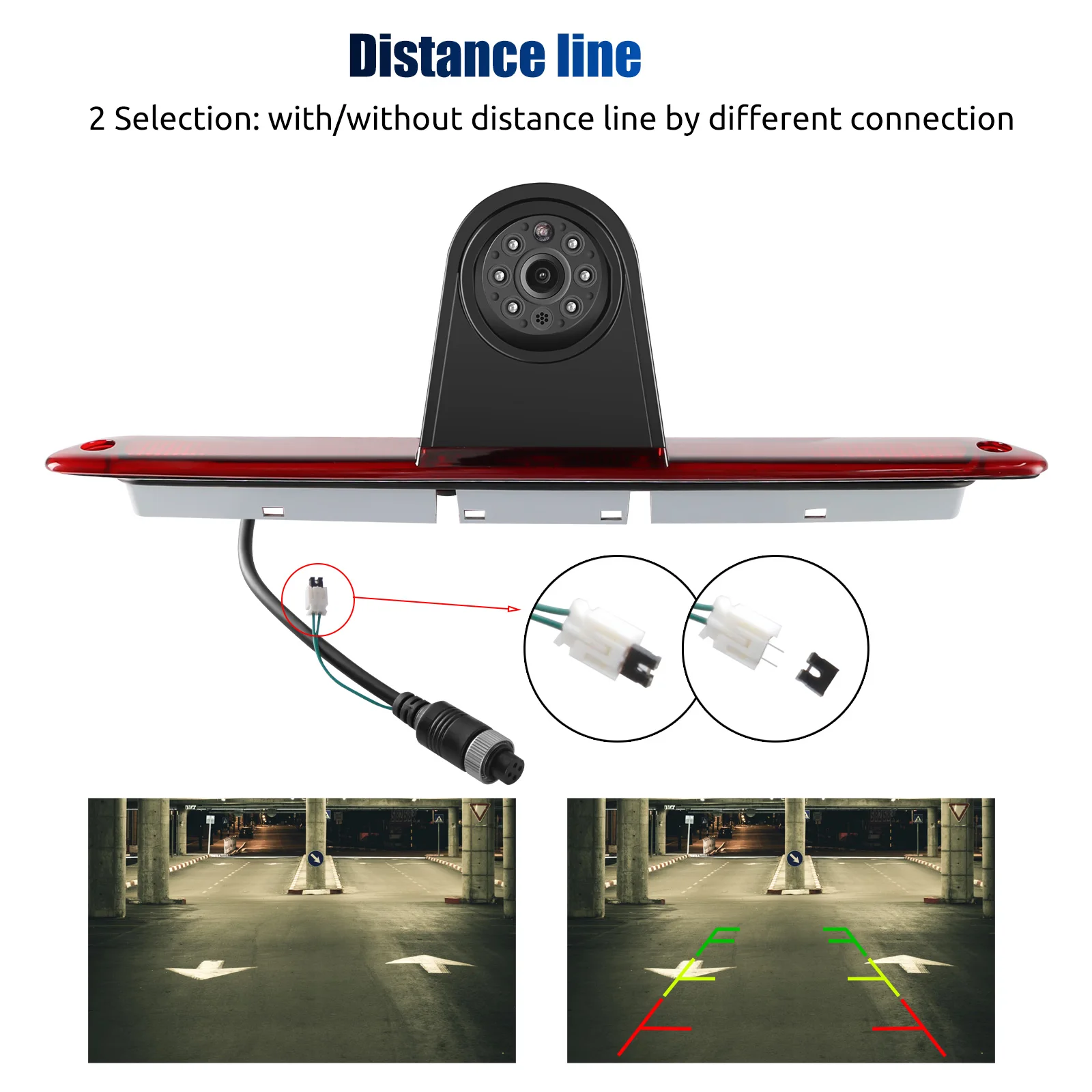 ESSGOO 170° Rear View Reversing Camera for VW Transporter T5 T6 3rd Brake Light Double Doors 8M IP68 Waterproof W/ Night Vision