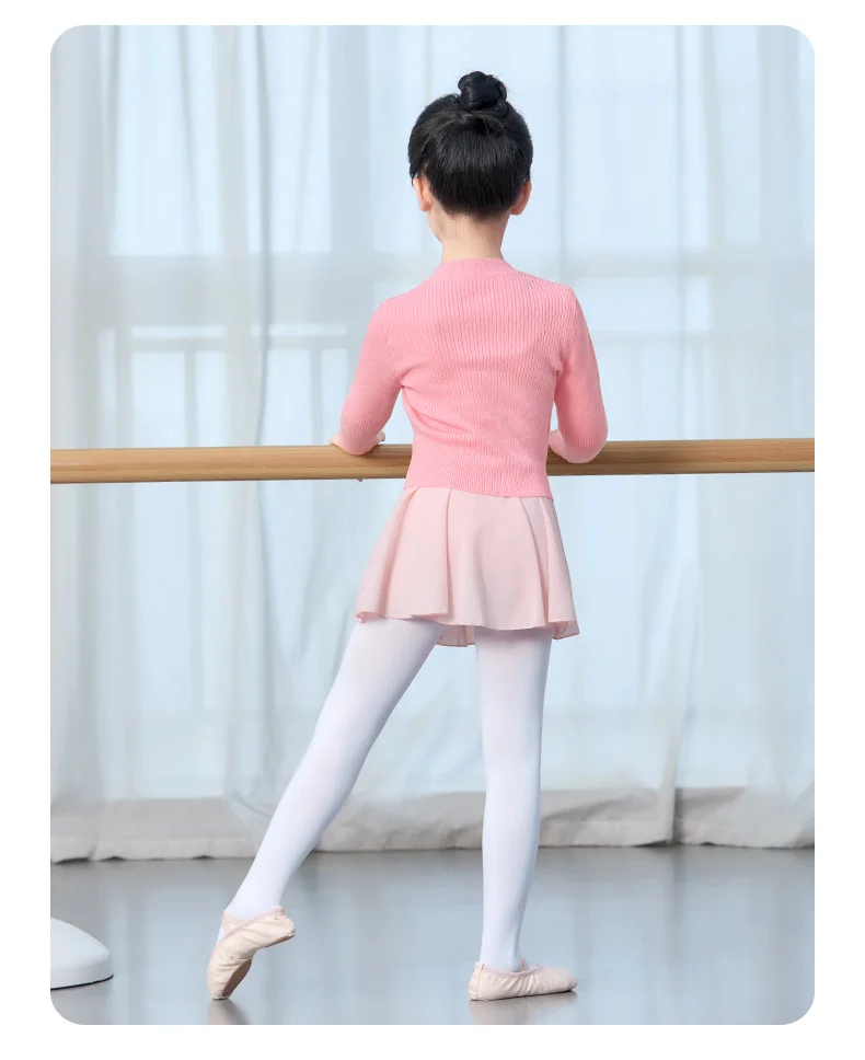 Vorderer Kreuzpullover für Mädchen, Kinder, Teenager, weicher Strick-Tanzpullover, warme Ballett-Tanzmäntel – Detail 5