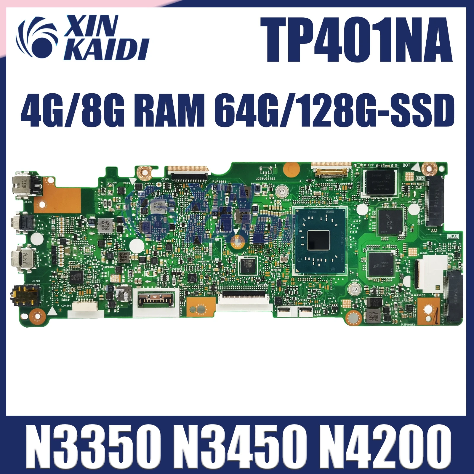 Материнская плата TP401NA для ноутбука ASUS TP401NA, TP401NV, TP401N, J401MA, материнская плата для ноутбука, Процессор: N3350, N3450, N4200, SSD-128G/64 ГБ, 8 Гб