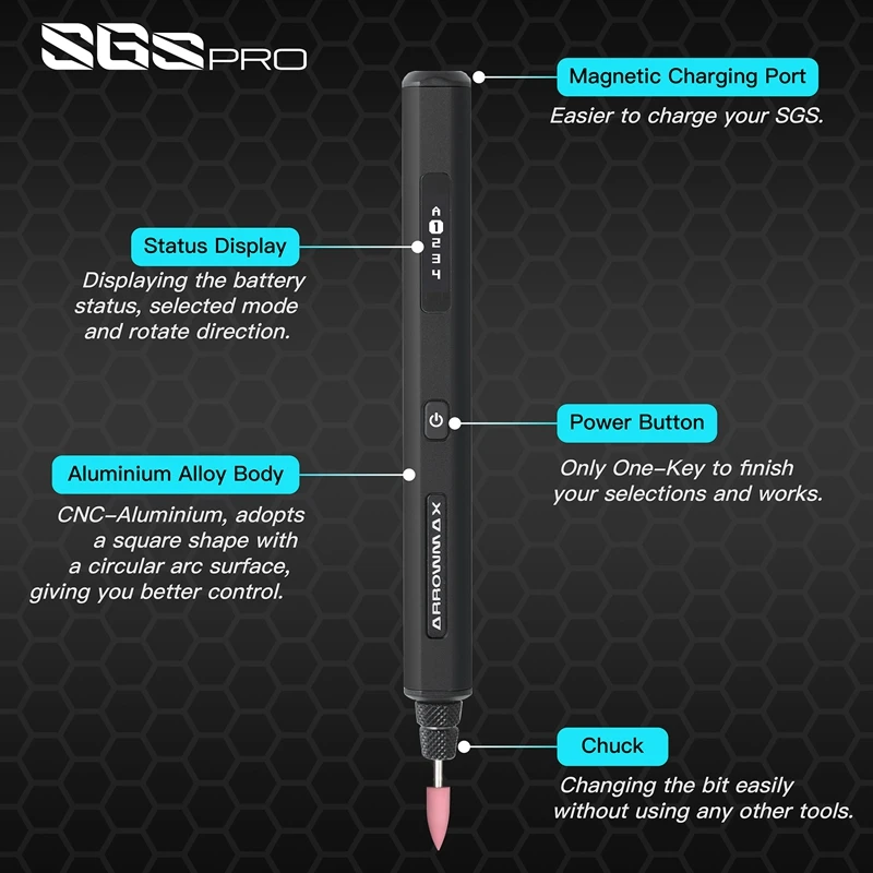 ARROWMAX Smart Engraving Pen Electric Mini Grinder Cordless Rotary Tool with 42 Bits for Metal Wood Glass Plastic Crafts DIY 4