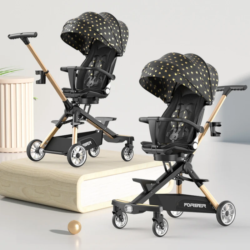 Lightweight Baby Stroller Foldable High Landscape Baby Carriage Multifunctional Stroller With music player and Night lighting baby stroller