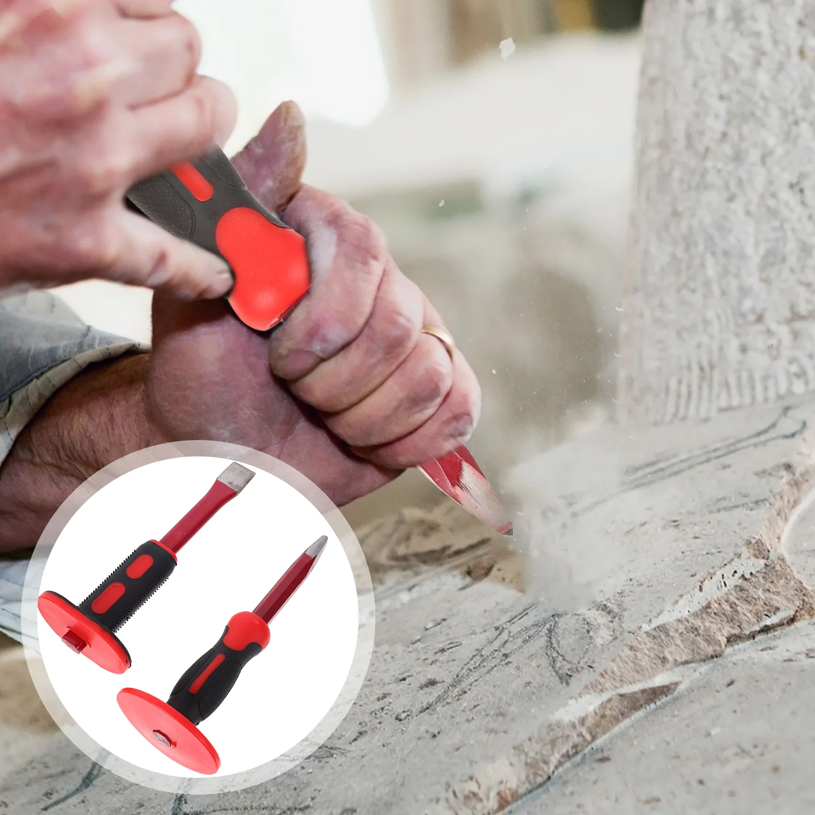 

1 Set Masonry Chisel Rock Chisel Set 25cm Flat Head Pointed Head Cold Chisel