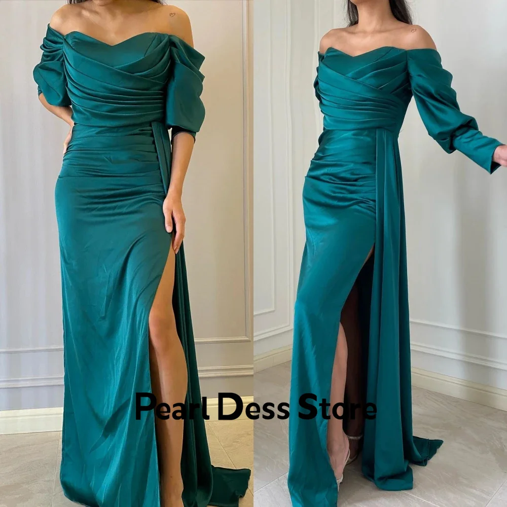 

Black girl's pleated satin evening dress formal party dress A-line elegant and minimalist