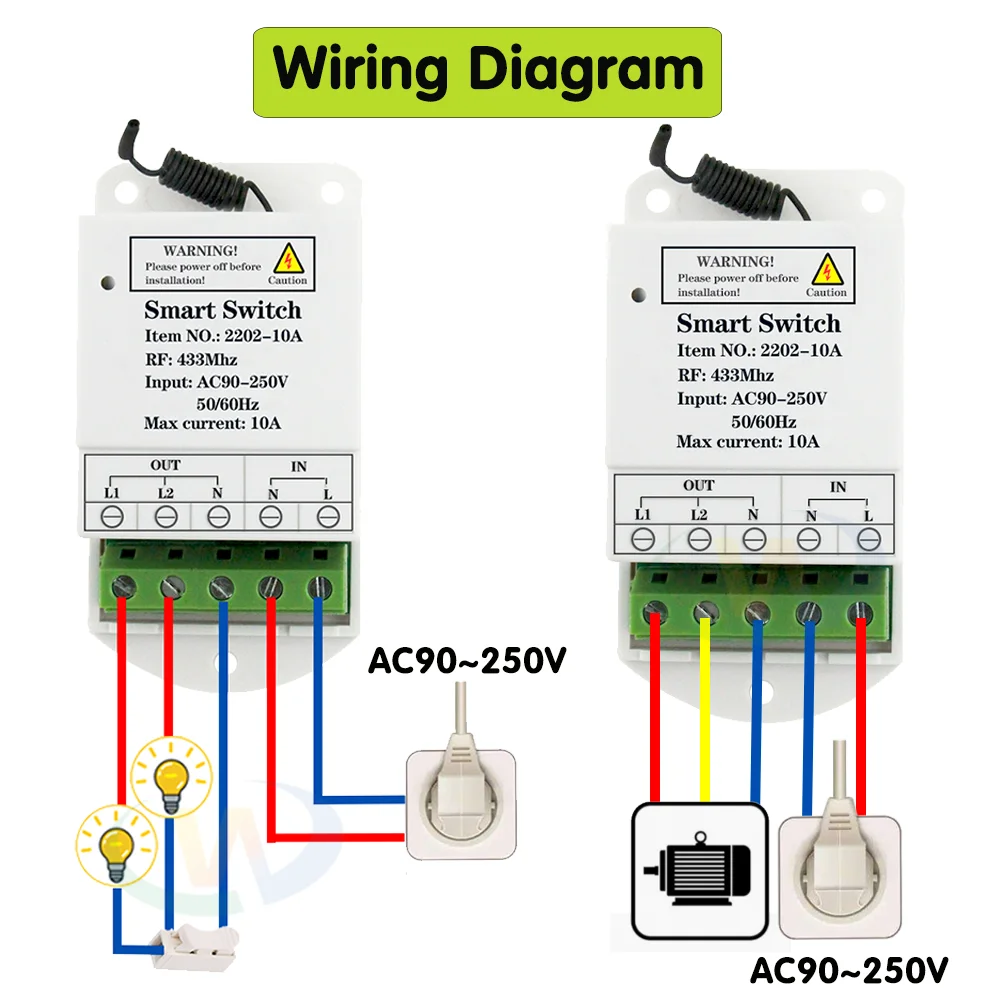 JW-T02 Telecomando Wireless 220V Per Motore Tubolare - Interruttore Avanti/Indietro/Stop, UP/DOWN, TX RX - 2