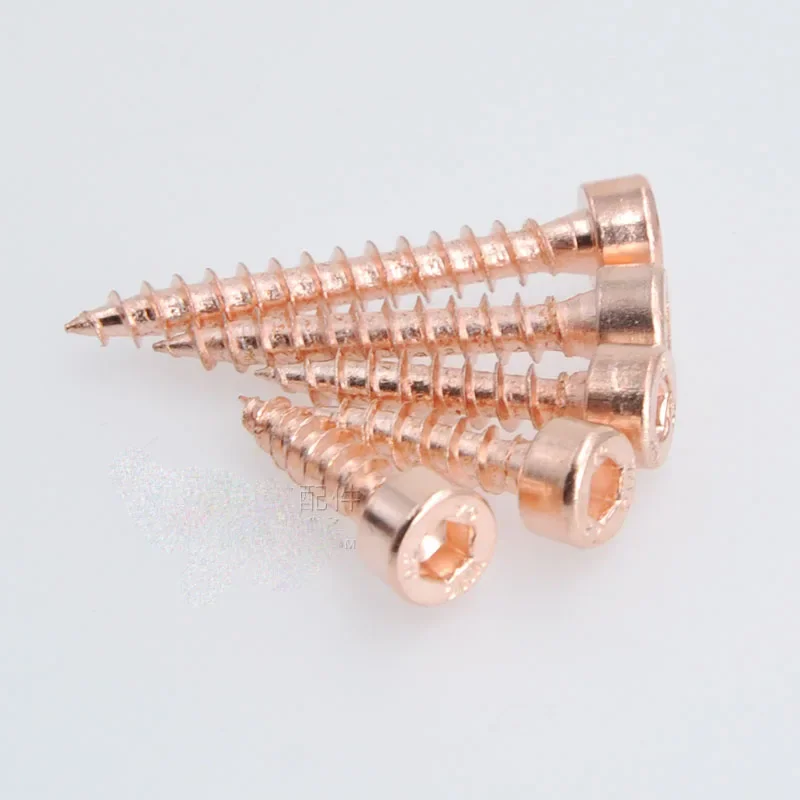 

100pcs/lot High Quality Hexagon Self-tapping Screw Connector Speaker Horn Screws M4 Copper Plated Screws Available in Four Sizes