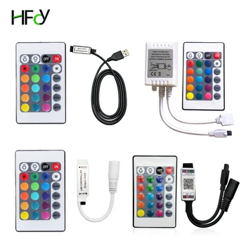 USB 24 키 RGB LED 컨트롤러, IR 원격 RGB LED 조광기, USB 인터페이스, 4 핀, 2835 5050 3528 RGB LED 스트립 조명에 적용, 5V, 12V