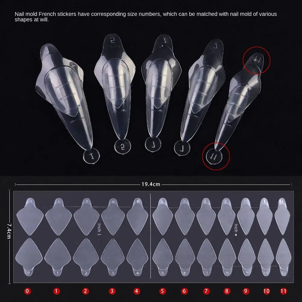 재사용 가능한 소프트 실리콘 패드 스텐실 프렌치 포마 스티커, 폴리 네일 젤 듀엣 시스템, 프랑스 매니큐어용 듀얼 폼, 24 개