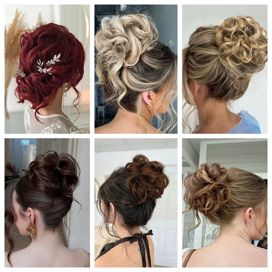 Synthetic messy hair sideburns scrunchie hair sideburns donut hair sideburns scrunchie ponytail hair accessories Christmas