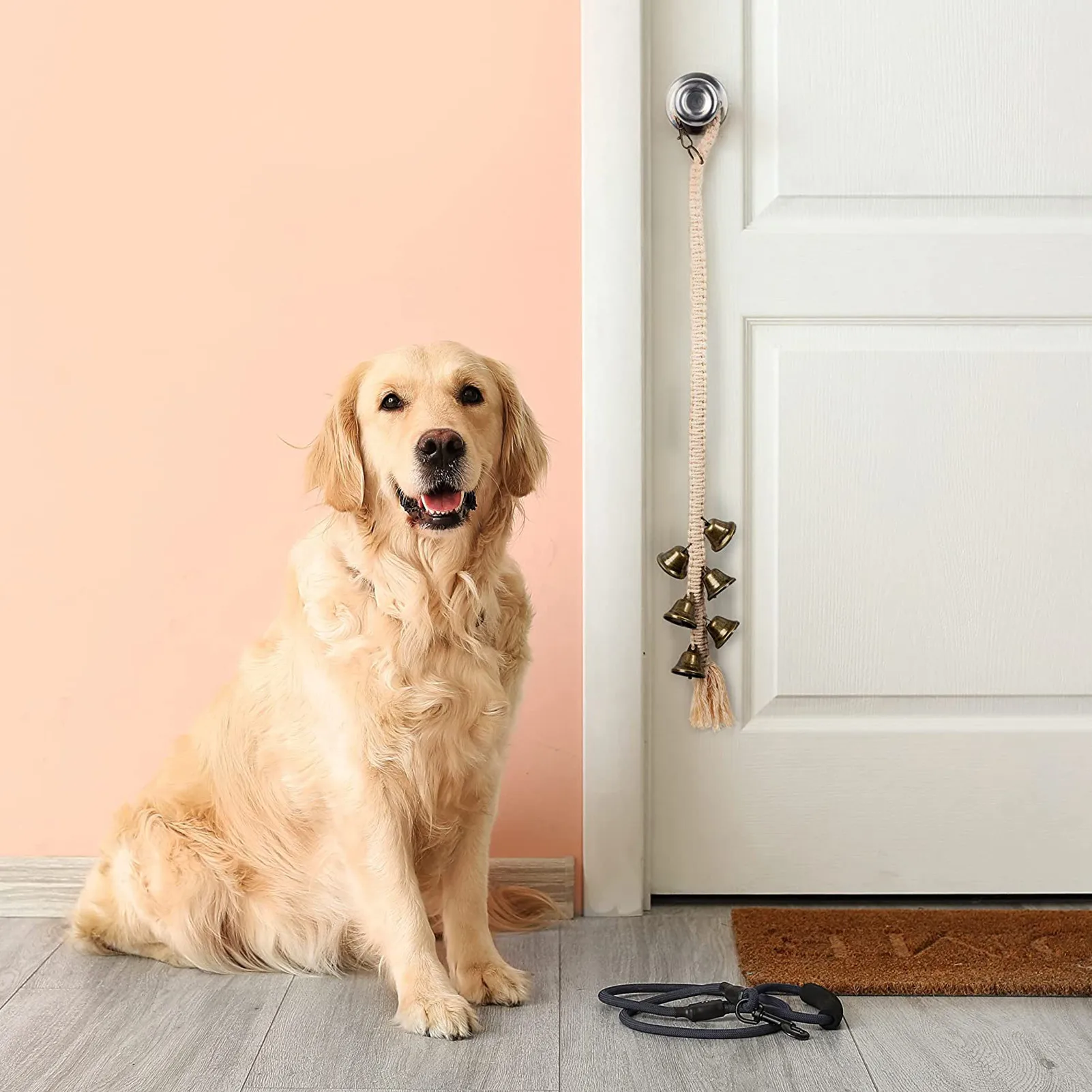 Dog Bell For Door Potty Training Pet Dog Doorbells Puppy Bells For Door Knob Pet Interactive Doorbell Wooden Beads / Woven Rope