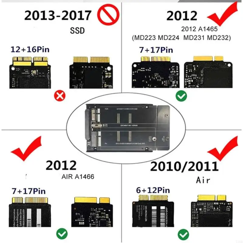 T3EE Replacement 12+6Pin SSDs Converter Adapter Card Serial ATA for 18+8Pin 2012