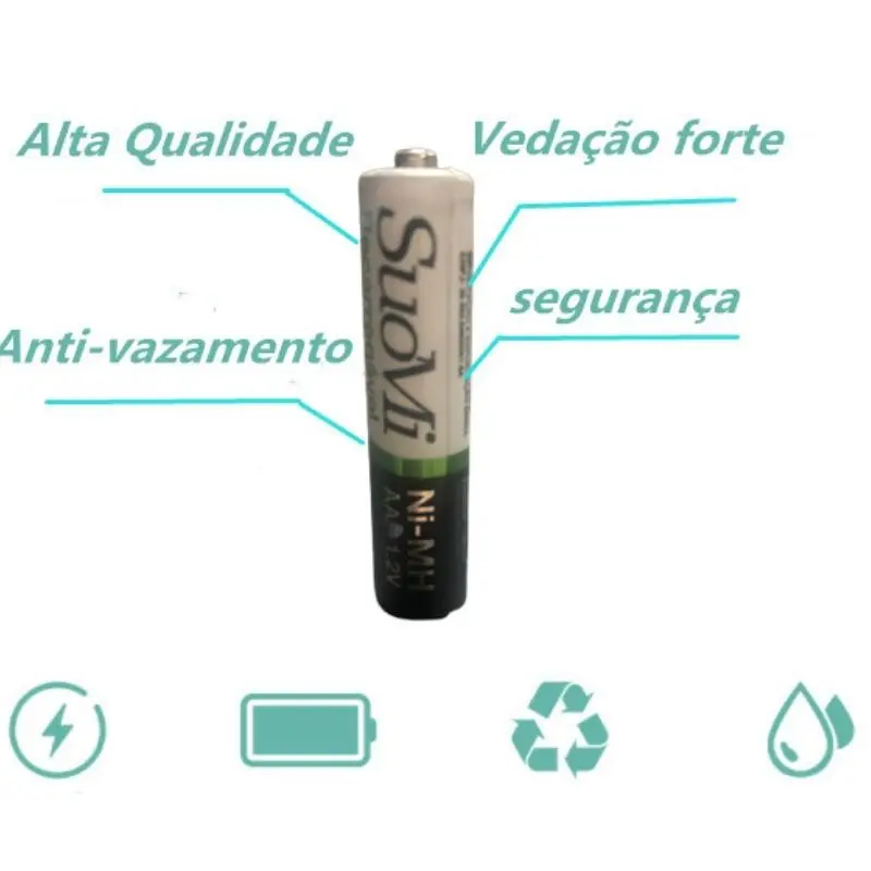 Pilhas Palito Recarregáveis AAA 1.2V de 1100mAh 4 Unid KNUP KP-4800AAA