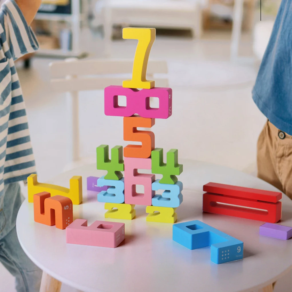 Inspired Colorful Wooden Number Blocks Early Mathematics Learning Toy Wooden Number Blocks Montessori Puzzle Games Stacking Toys