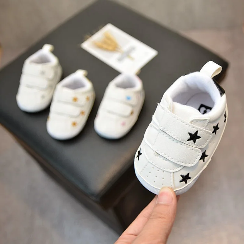 

New Casual Shoes For Boys And Girls Learning To Walk Newborn Babies Aged 0-18 Months Soft Soles Non Slip Small White Shoes