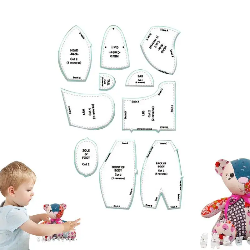 Acrylic Memory Bear Template Ruler Tool Practical Transparent Sewing Pattern Templates For Cutting Fabric Sewing Tools
