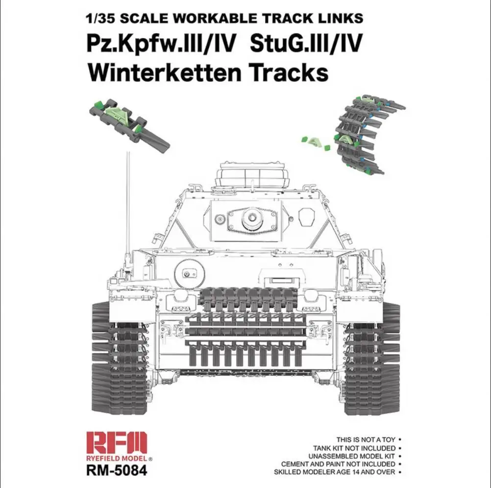 Rye Field Modello Rm5084 1/35 Scale Lavorabili Track Links Pz.Kpfw.Il/Iv Stug.Lli/Ivwinterketten Tracks