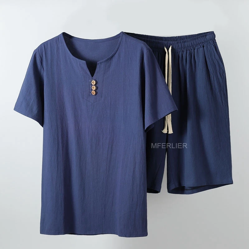 Summer Shirt Men 5XL 6XL 7XL 8XL 9XL 10XL Bust 155cm Tops With Shorts Cotton Shirt 5 Colors
