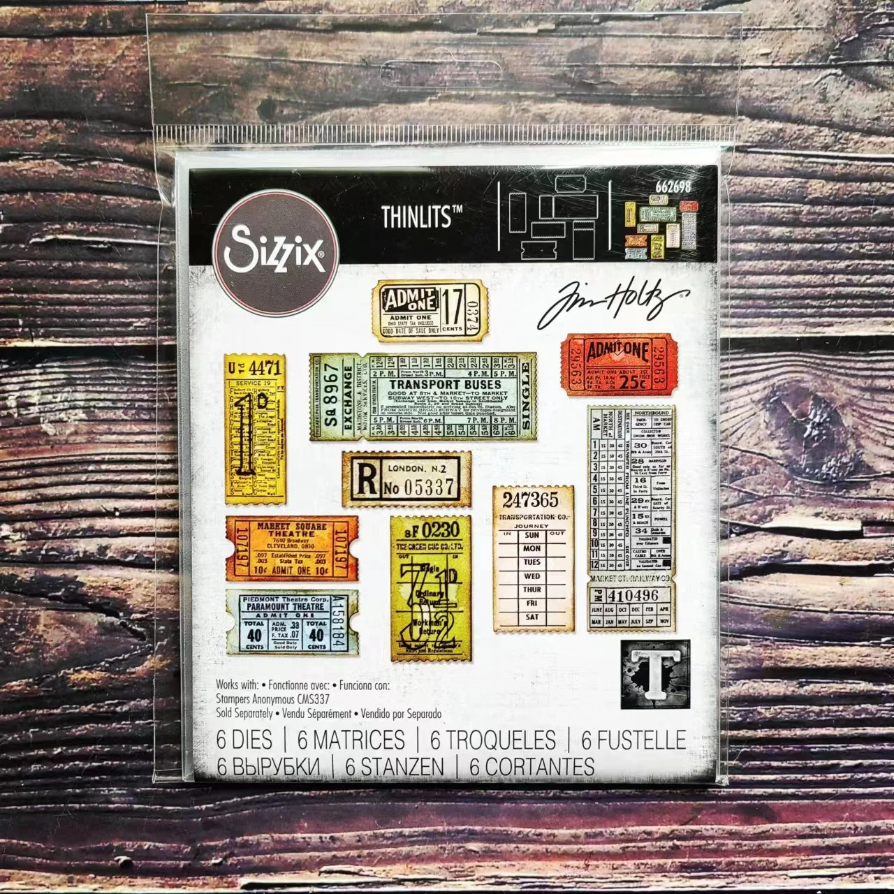 

Sizzix 662698 Framelits Die Set 6PK - Ticket Booth by Tim Holtz