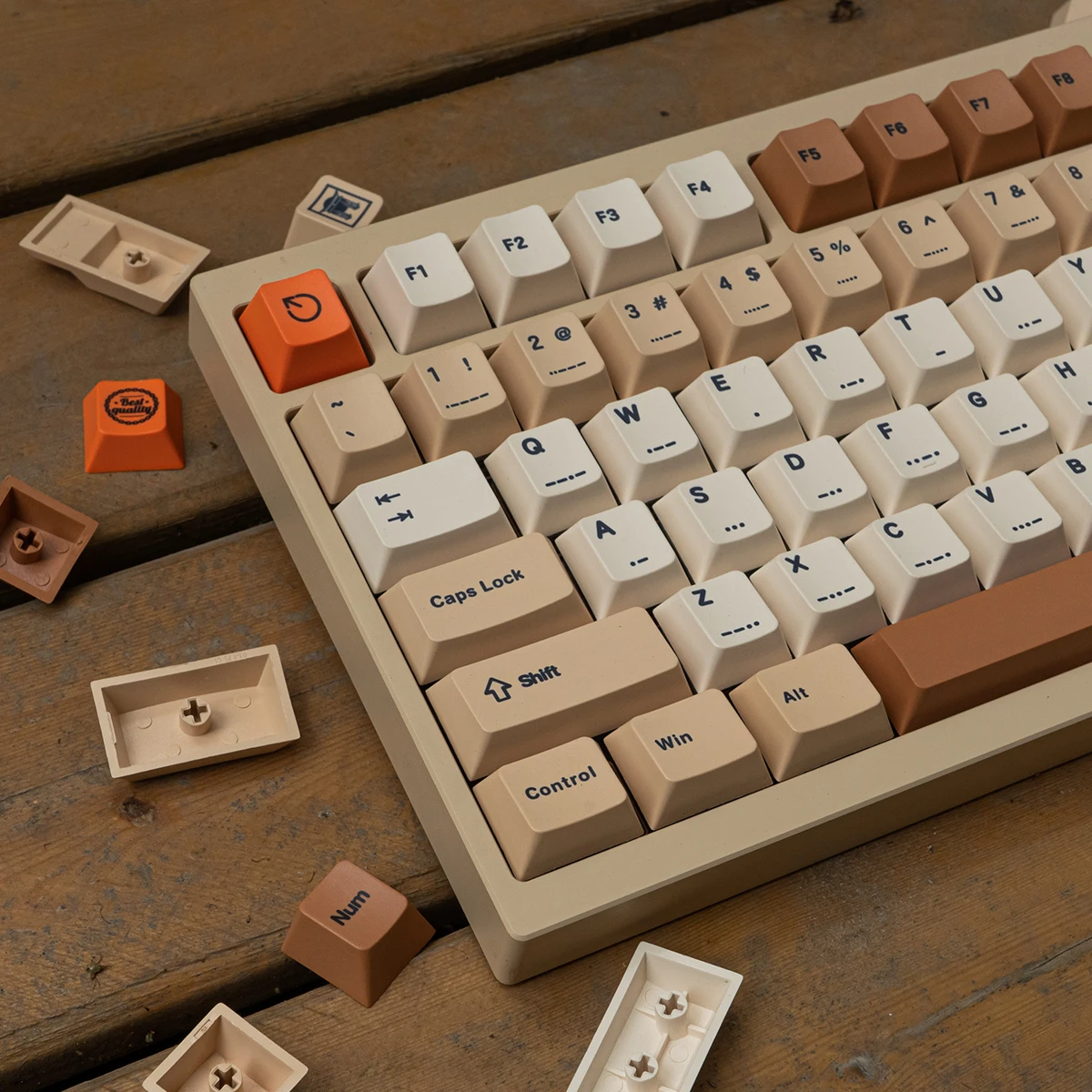 Retro Stamp Tema Keycaps com Barra de Espaço Split Sublimação Pbt Dye Caps Chave Lightproof Perfil Cherry 1.75u 2u Shift Set - Imagem 2