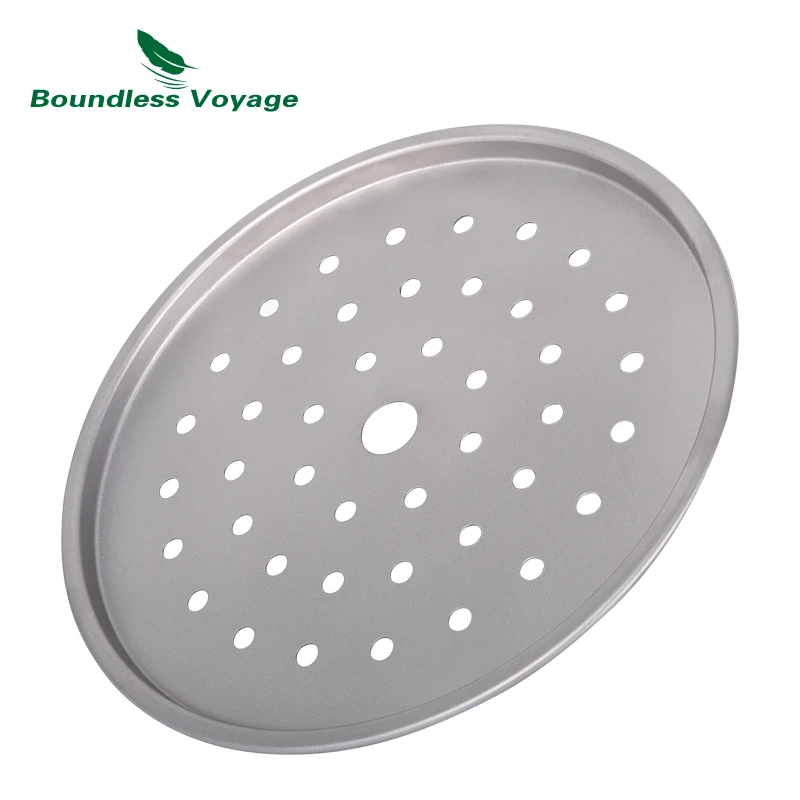 Camping Cooking Pot Boundless Voyage Multifunctional Titanium Steamer Soup Pot Frying Pan Set with Lid Outdoor Mess Kit Ti2057C