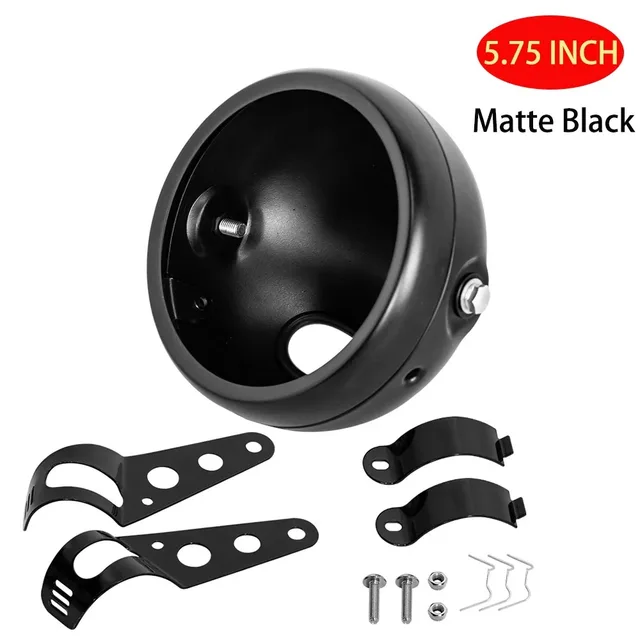 FATECIM 5.75 Inch Round Motorcycle Headlight With Black Visor - Universal Fit For Harley, Honda, Etc.