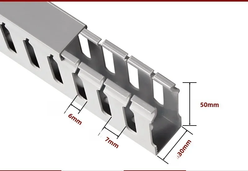 Flame Retardant PVC Cable Management Tray with Open Slot Channel - Desk Wire Organizer and Industrial Cabinet Box Raceway