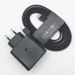 Super Fast 45W USB - C Charger with 1.8M Type C Cable - Black EU and Cable