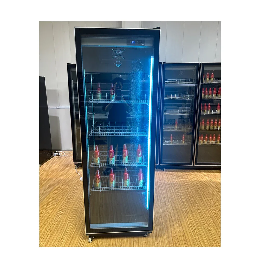 Supermarket Commercial Vertical Upright Freezers Display Beverage Cooler Refrigerator Showcase With Glass Door Freeze