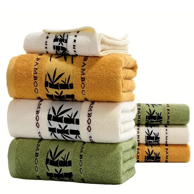 Set di 2 set di asciugamani da bagno in fibra di bambù 34x74 cm 70x140 cm Set di asciugamani da bagno per il viso e la casa Salviette Toallas De Baño  1