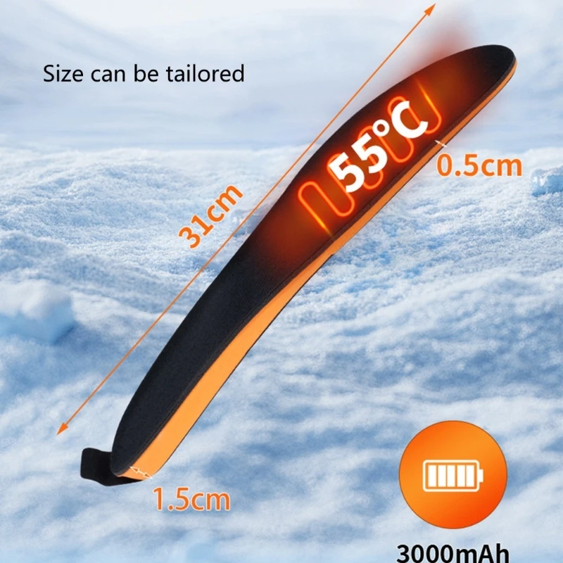 USB Rechargeable Electric Heated Insoles Winter Foot Warmer Washable Cuttable Electric Heated Shoe Pad for Man Women