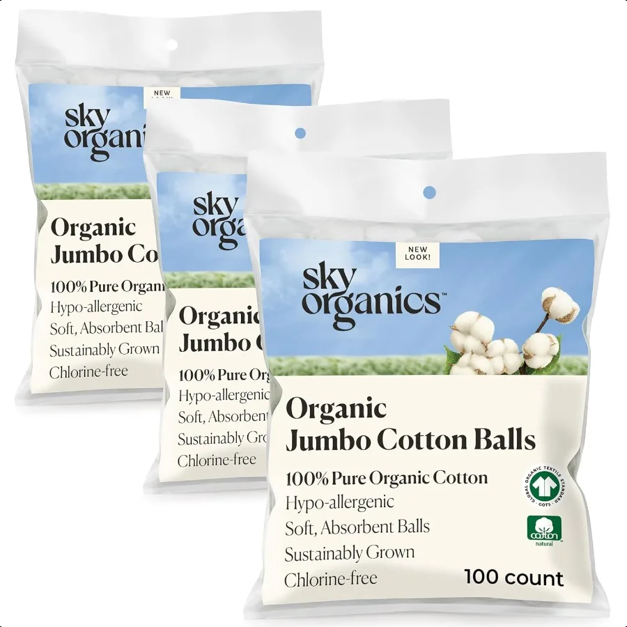 Organic Jumbo Cotton Balls for Sensitive Skin
