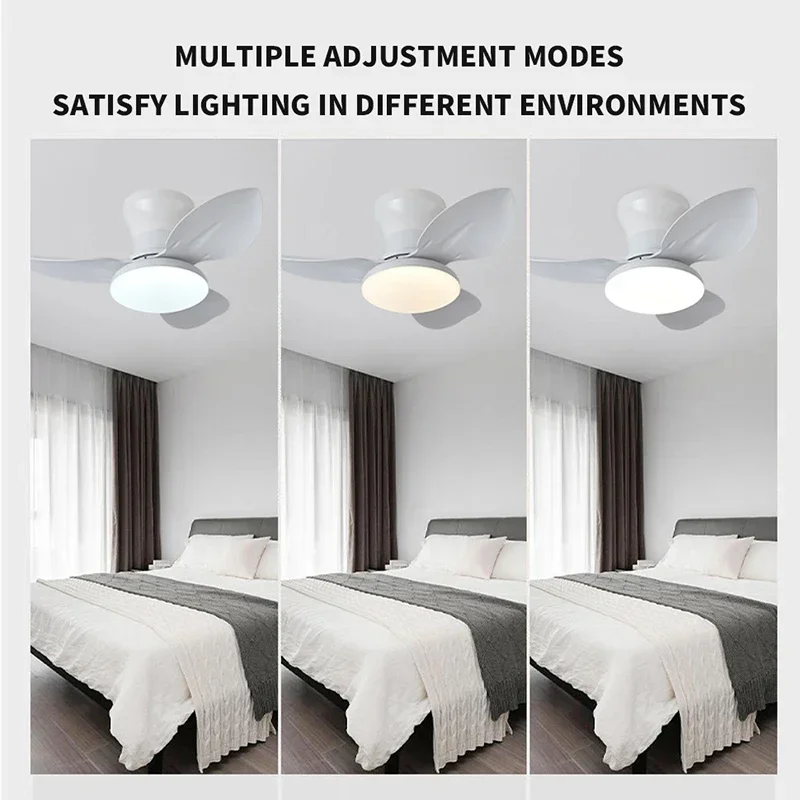 Low Floor Remote Control Bedroom LED Ceiling Fan with Remote Control Light 6-speed Wind 3-blade Adjustable Indoor Ceiling Fan