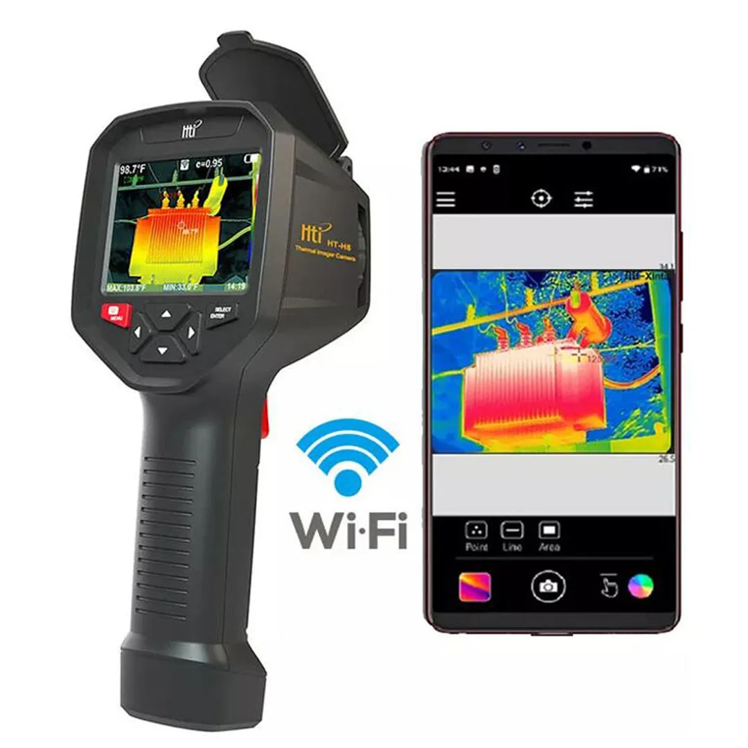 

Hti HT-H8 WIFI IR Infrared Handheld Thermal Imager Camera Temperature Automatic Tracking Rechargeable 3.5 TFT True RMS