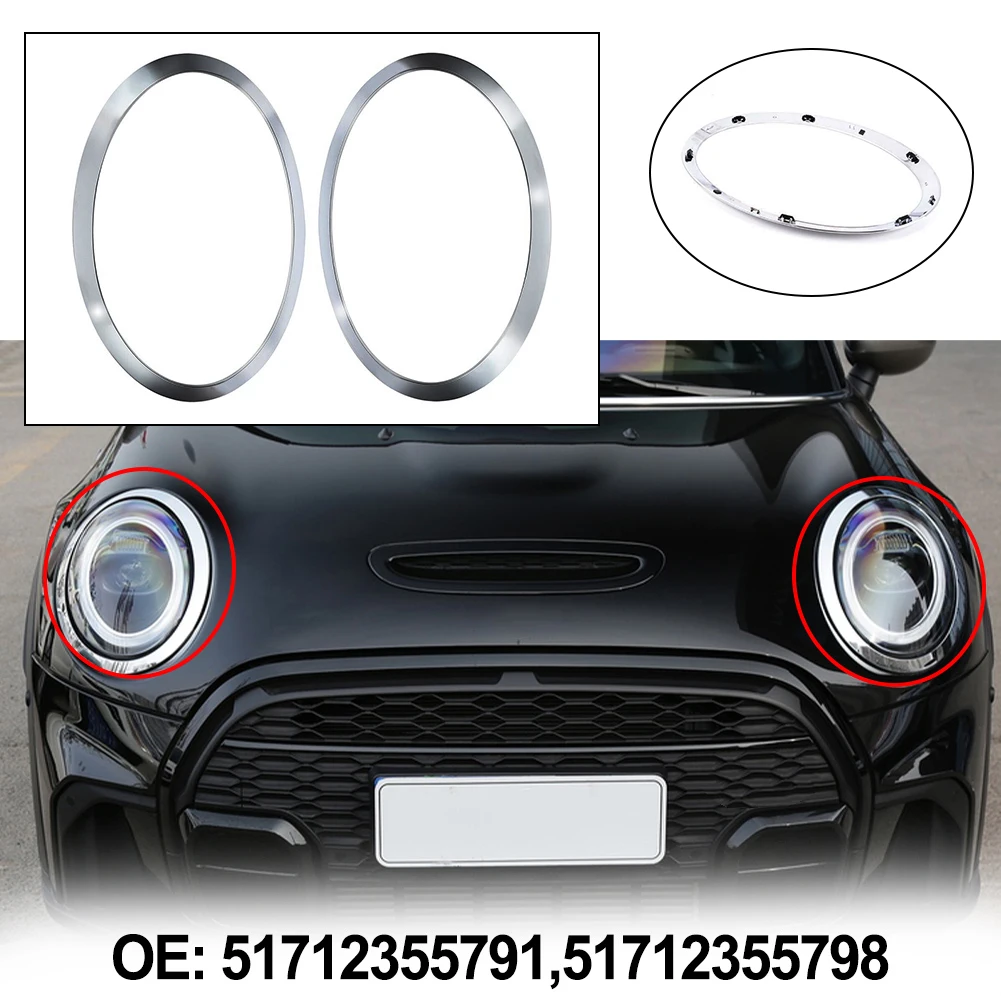 

2 PCS Car Headlight Frame For MINI F55 F56 F57 Bright Silver Plating Headlight Trim Ring Bezel Surround Cover Rear Light Frame