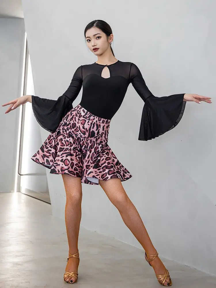 Latin Dance Costume Women's round Ne Me One-Piece Dance Top National Stand Dance Performance Practice Body Suit