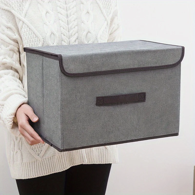 Fold Non-woven Fabric Storage Box Gray Home Supplies Clothing Underwear Sock And Kid Toy Storage Organizer Cosmetics 4