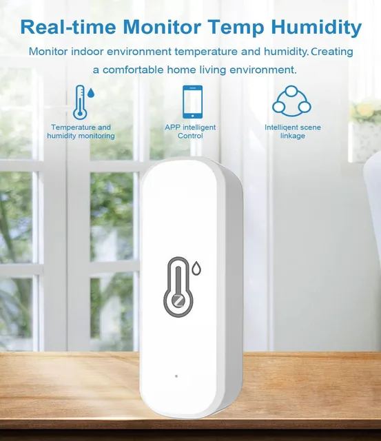 Tuya Zigbee3.0 Temperature and Humidity Sensor Thermometer Hygrometer APP Remote Alarm Works with Smart Life Alexa Google Alice 5