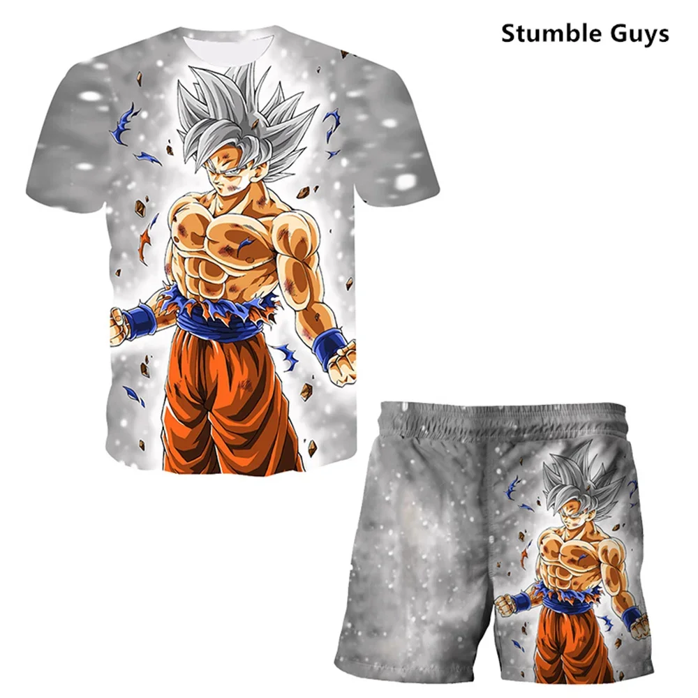 

Dragon Ball Tshirts Set Kids Super Saiyan Goku T-shirt Shorts 2 Pcs Baby Boy Clothes Anime Summer Children Clothing Sets Kid