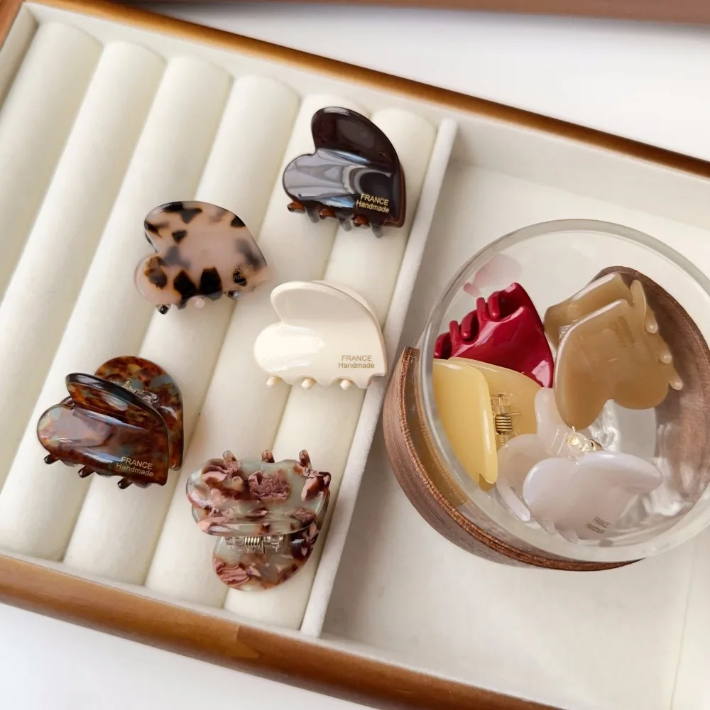 Fashion Acetic Acid Love Heart Hair Claw Y2K Side Clip Mini Hair Claw Headwear Hair Accessories Acetate Hair Clips Party